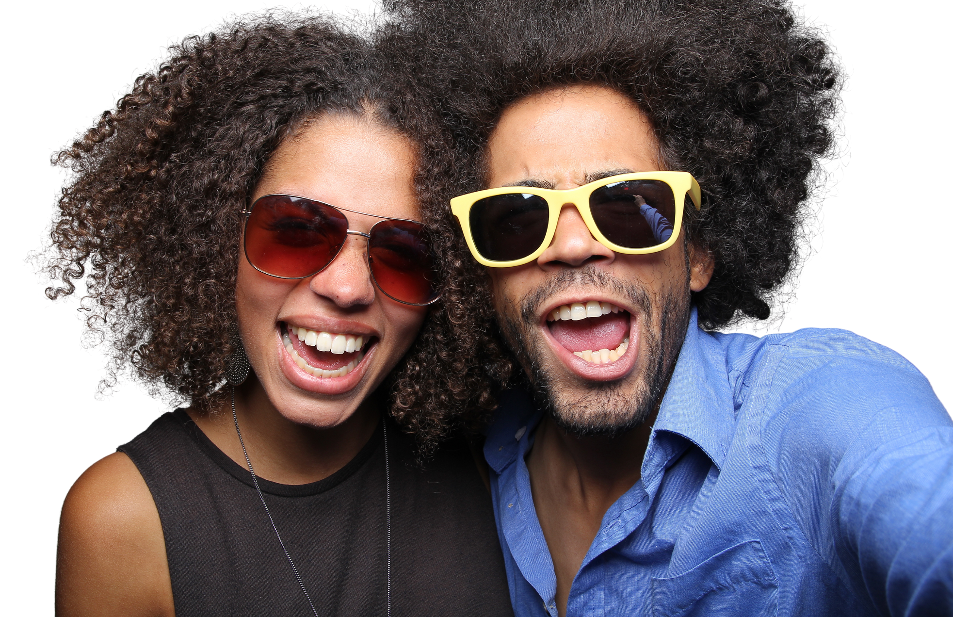 Happy love couple in a Photo Booth